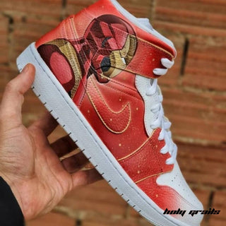 Air Force 1 x Captain America x Iron Man Marvel DC Themed Hand Painted Custom Kicks - Side 1