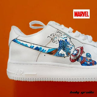 Air Force 1 x Captain America x Spiderman Marvel DC Themed Hand Painted Custom Kicks - Side 1