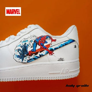 Air Force 1 x Captain America x Spiderman Marvel DC Themed Hand Painted Custom Kicks - Side 2