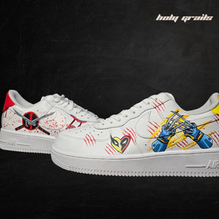 Air Force 1 x Deadpool Vs Wolverine Marvel DC Themed Hand Painted Custom Kicks - Sides