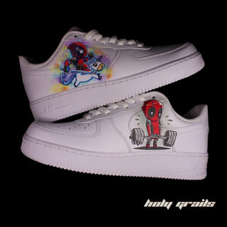 Air Force 1 x Deadpool’s Deadlift Gym Themed Custom Kicks - Both Sides