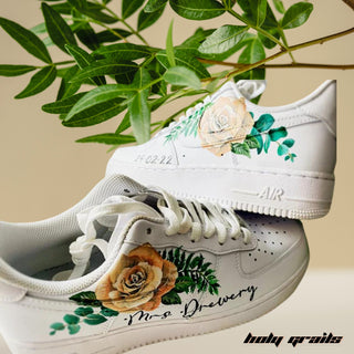 Air Force 1 x Delicate Darling Wedding Themed Custom Kicks - Top and Side