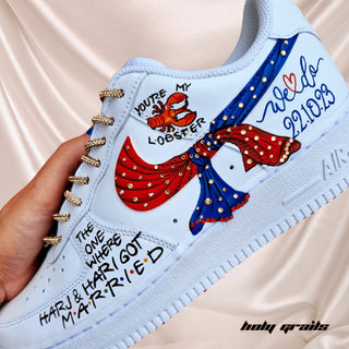 Air Force 1 x Desi Couple Saga Hand Painted Custom Kicks - Side Close Up