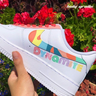 Air Force 1 x Dynamite Korean Themed Hand Painted Custom Kicks - Side 1 Close Up