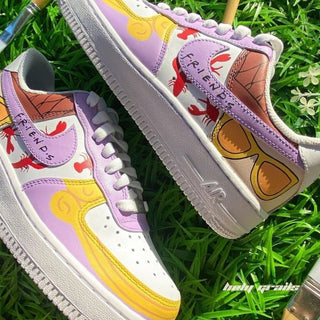 Air Force 1 x F.R.I.E.N.D.S TV Series Themed Hand Painted Custom Kicks - Outer Sides Close