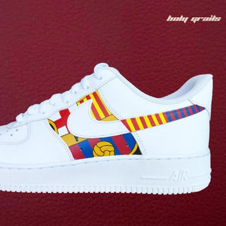 Air Force 1 x FCB Fans Sports Themed Hand Painted Custom Kicks - Side Close Up