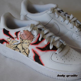 Air Force 1 x Fiery Red Anime Jujutsu Kaisan Anime Themed Hand Painted Custom Kicks - Side 1