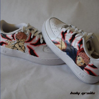 Air Force 1 x Fiery Red Anime Jujutsu Kaisan Anime Themed Hand Painted Custom Kicks - Sides 2