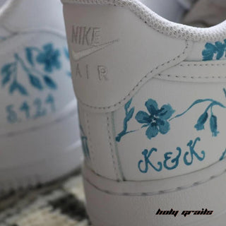 Air Force 1 x Flowers And You Hand Painted Custom Kicks - Back Initials Close Up