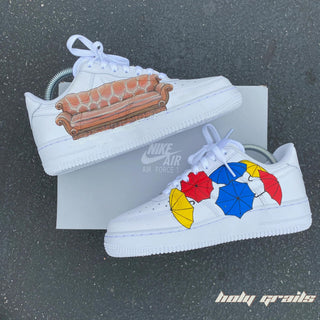 Air Force 1 x Friends Series Themed Custom Kicks - Both Inner Sides with Box (Featuring Sofa & Umbrellas)