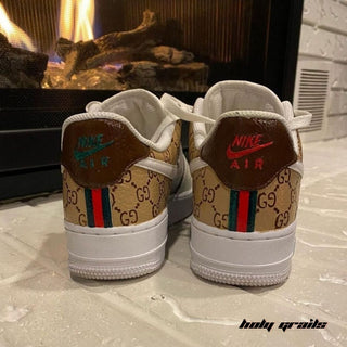 Air Force 1 x Gucci Era Luxury Brand Themed Hand Painted Custom Kicks - Back