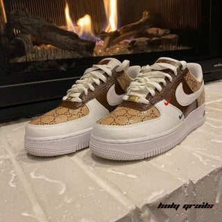 Air Force 1 x Gucci Era Luxury Brand Themed Hand Painted Custom Kicks - Front