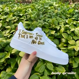 Air Force 1 x Harry Potter Quote Series Themed Custom Kicks - Side (Quote - I Solemnly Swear That I Am Up To No Good)