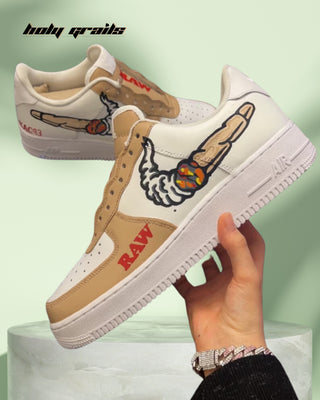 Air Force 1 x High On Joint High Stoner Art Themed Custom Kicks - In Hand Side