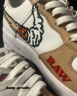 Air Force 1 x High On Joint High Stoner Art Themed Custom Kicks - Inner Side Close Up