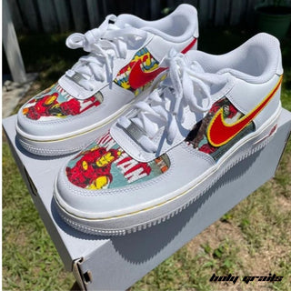 Air Force 1 x Iron Man Armor Marvel DC Themed Hand Painted Custom Kicks - Side 1