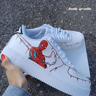 Air Force 1 x Iron Man x Spidy Marvel DC Themed Hand Painted Custom Kicks - Side 1