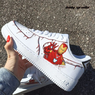 Air Force 1 x Iron Man x Spidy Marvel DC Themed Hand Painted Custom Kicks - Side 2