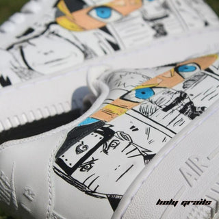 Air Force 1 x Jiraya Graffiti Naruto Anime Themed Hand Painted Custom Kicks - Sides Close Up