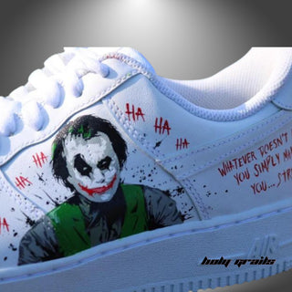 Air Force 1 x Joker Batman Marvel DC Themed Hand Painted Custom Kicks - Side 2 Close Up