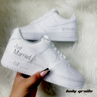 Air Force 1 x Just Married Wedding Themed Custom Kicks - Side 1