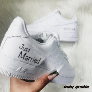 Air Force 1 x Just Married Wedding Themed Custom Kicks - Side Back