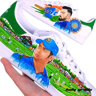 Air Force 1 x Kohli Energy Cricket Themed Custom Kicks - Side 1 Close Up