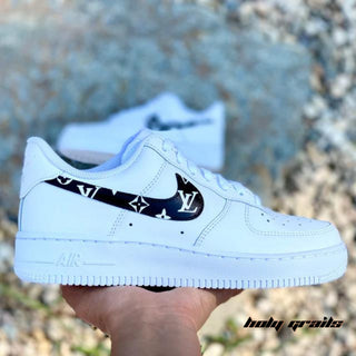 Air Force 1 x LV Monogram Altered Swoosh Custom Kicks - Side 1