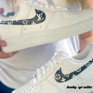 Air Force 1 x LV Monogram Altered Swoosh Custom Kicks - Sides Close