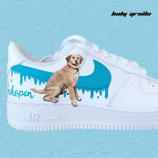 Air Force 1 x Labradores Pets Themed Hand Painted Custom Kicks - Side 1 Close