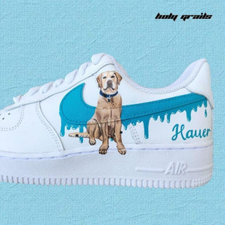 Air Force 1 x Labradores Pets Themed Hand Painted Custom Kicks - Side 2 Close