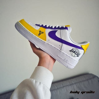 Air Force 1 x Lakers Club Sports Themed Hand Painted Custom Kicks - Side