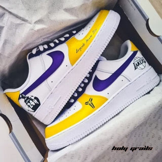 Air Force 1 x Lakers Club Sports Themed Hand Painted Custom Kicks - Both Sides