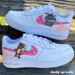 Air Force 1 x Love Like TJ Valentine's Themed Custom Kicks - Both Sides Tom & Jerry