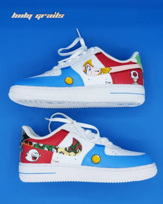 Air Force 1 x Mario Cartoon Character Themed Custom Sneakers - Inner Sides