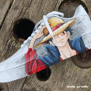 Air Force 1 x One Piece Art Anime Themed Hand Painted Custom Kicks - Side 1