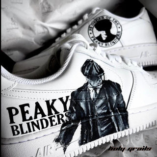 Air Force 1 x Peaky Blinders Series Themed Custom Kicks - Side 1 Close Up