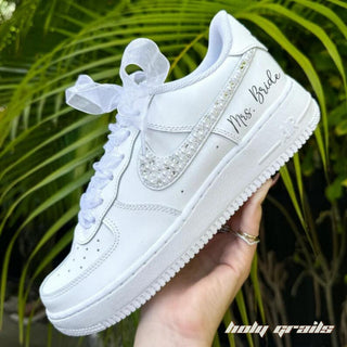 Air Force 1 x Pearl Bride Wedding Themed Custom Kicks - Side