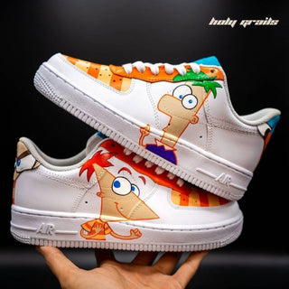 Air Force 1 x Phineas and Ferb Favorite Cartoon Themed Hand Painted Custom Kicks - Both Sides