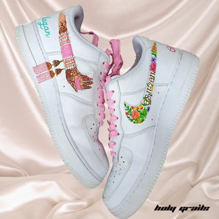 Air Force 1 x Pink Dulhan Hand Painted Custom Kicks - Both Sides