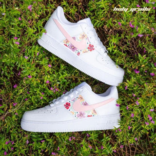 Air Force 1 x Pink Florals Abstract Themed Hand Painted Custom Kicks - Both Sides 2