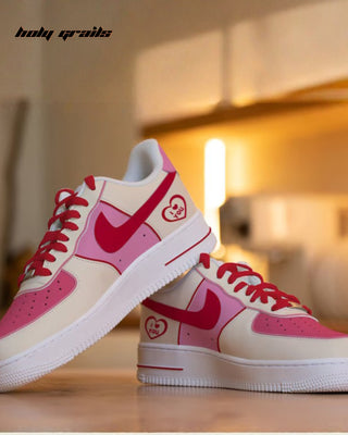 Air Force 1 x Pink Passion Valentine's Themed Custom Sneaker - Inner Sides Close Up