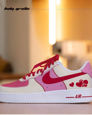 Air Force 1 x Pink Passion Valentine's Themed Custom Sneaker - Side Close Up