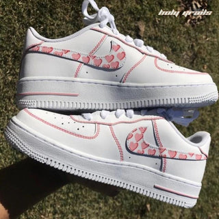 Air Force 1 x Pink Swoosh Hand Painted Custom Kicks - Both Sides