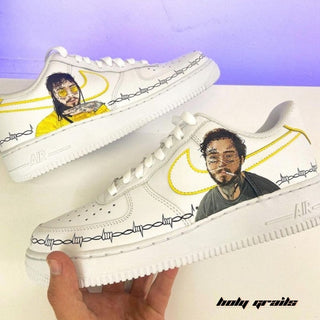 Air Force 1 x Post Malone Pop Culture Themed Hand Painted Custom Kicks - Both Sides