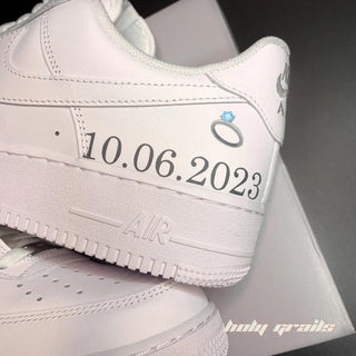 Air Force 1 x Ring it, Wing it Wedding Themed Custom Kicks - Back Side Close Up