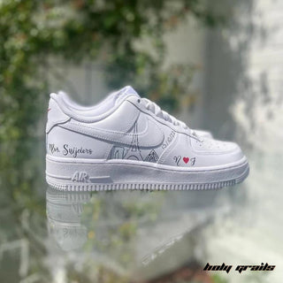 Air Force 1 x Romantic Artistry Wedding Themed Hand Painted Custom Kicks - Side 1