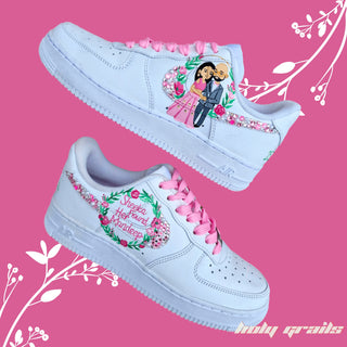 Air Force 1 x She Found Him Wedding Themed Custom Kicks - Both Sides