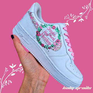 Air Force 1 x She Found Him Wedding Themed Custom Kicks - Side 1