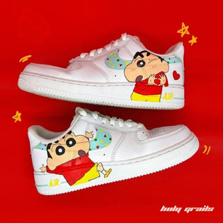 Air Force 1 x Shinchan Favorite Cartoon Themed Hand Painted Custom Kicks - Both Sides